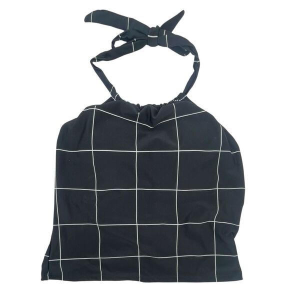 NWT Janela Bay Black Windowpane Halter Tankini Size Medium Modest Swimsuit Set - Picture 3 of 13